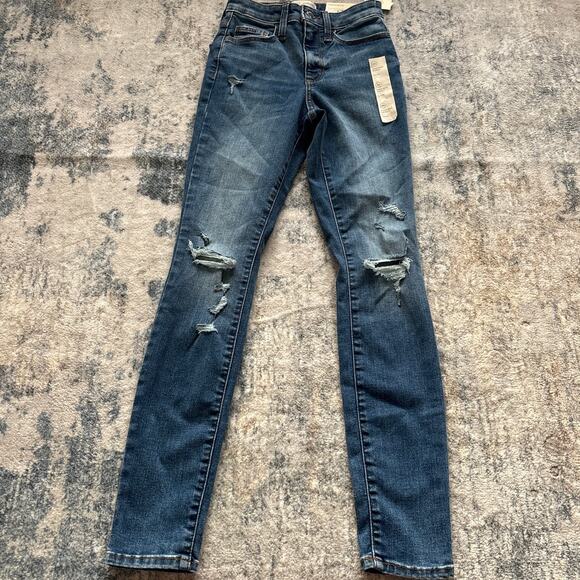 Universal Thread Super Stretch High Rise Skinny Jeans Ripped Distressed Women 00 - Picture 2 of 9